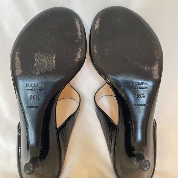 Prada Patent Leather Heeled Black Sandals - Picture 4 of 4